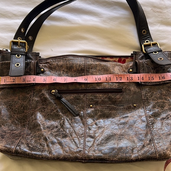 Nino Bossi Distressed Brown Leather Hobo Bag - Picture 7 of 9